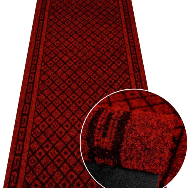 OXIDE Moderne Instapmat op Maat - 100cm Breed, Rood met Ruitpatroon
