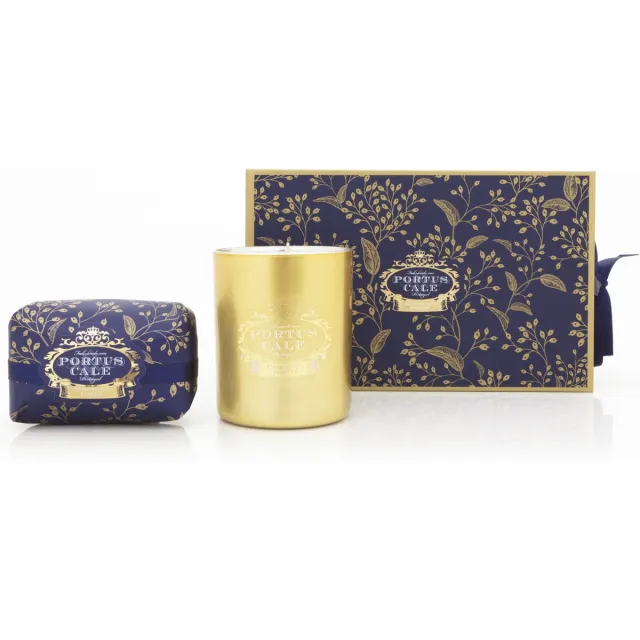 Castelbel Portus Cale Festive Blue - cadeauset geurkaars met heerlijke zeep - OP=OP Blauw en goud