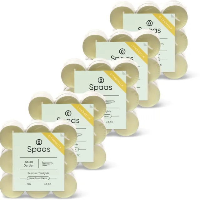Spaas Citronella Theelichten Kaarsen - Asian Garden - circa 4,5u - 90 stuks Pistache groen