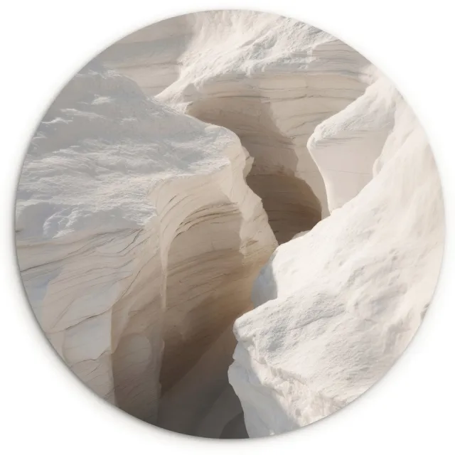WallCircle Wandcirkel 150x150 cm - Muurcirkel Kloof - Wit - Sneeuw - Muurdecoratie woonkamer - Wanddecoratie slaapkamer - Kamer decoratie accessoires - Ronde schilderijen