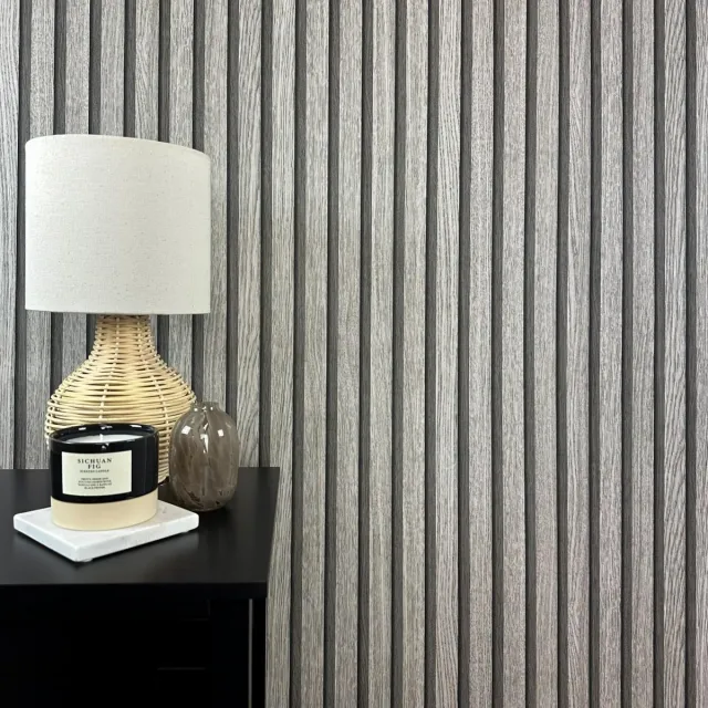 Ibenzoa Natuurlijk Houten Behang met 3D Effect – Scandinavische Houtlook voor Moderne Interieurs zwart