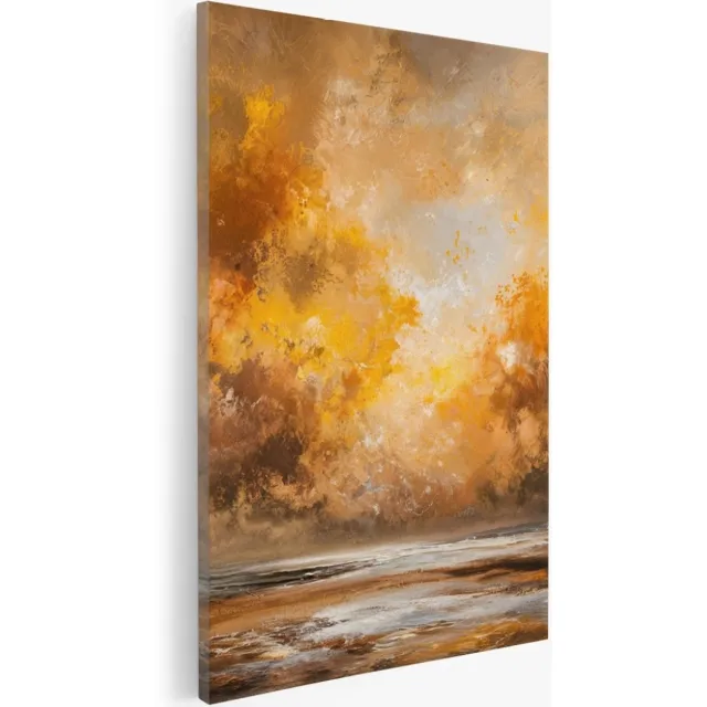 Saammp Canvas Schilderij - Landschap - Oranje - Abstract - 40x50 - Foto op canvas - Wanddecoratie - Muurdecoratie Woonkamer - Slaapkamer decoratie - Canvas Print Multicolor