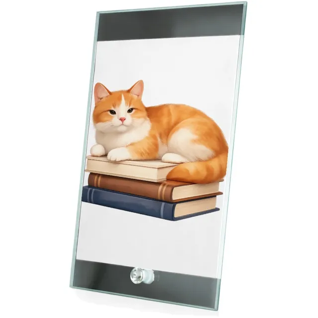 Mr Cadeautjes Glasframe 15 x 23 - design Een ontspannen dier op een hobby-object met een korte, kalme | cadeau Wit