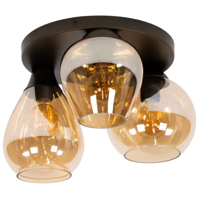 Nest of Nora Plafondlamp Riko - 3-lichts - Amberkleurig glas - Brons Bruin