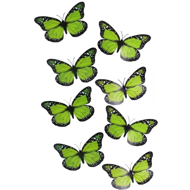 Gerimport Kerst vlinders - 12x stuks - groen - op clip - 12 x 6 cm - kunststof - kerstboomversiering