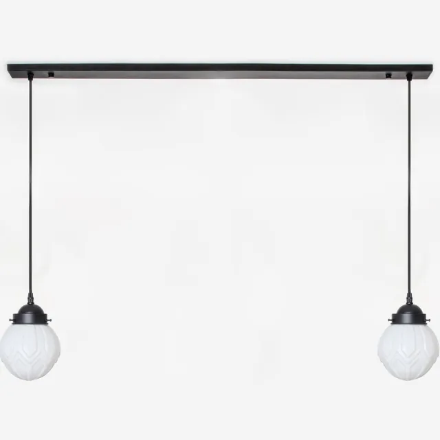 Coloured by Art 2 x Victory lampen aan plafondbalk Moonlight - Art Deco Trade Zwart