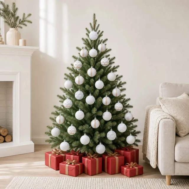 vidaXL Kerstballen set 36 st Wit Dia. 6 cm Polystyreen
