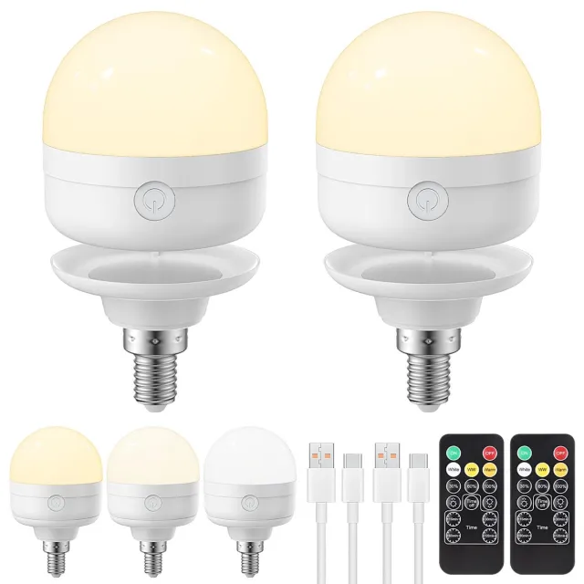 carmdering E27 Wiederaufladbare Glühbirne - Oplaadbare LED Lamp - E27 LED Bulb - Afneembare Magnetische Basis - Dimbaar Met Afstandsbediening - ABS Kunststof - 3 Kleurtemperaturen - Ideaal Voor Noodverlichting - 2 Stuks