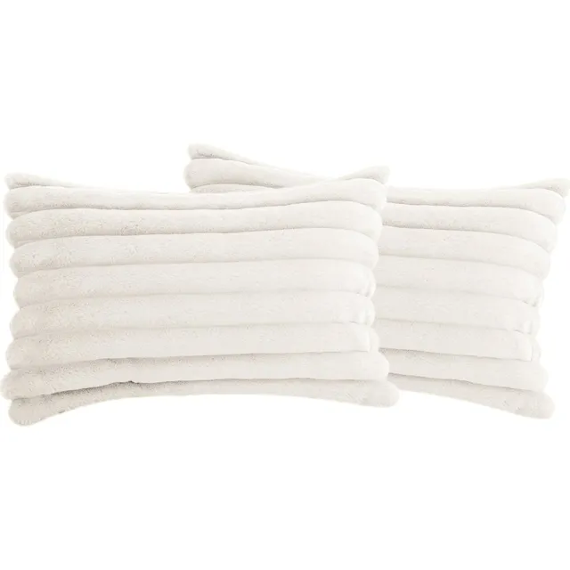 DESMIU Sierkussenhoezen – Zacht En Fluweelachtig – 30 X 50 Cm – Pluche – Wit – Voor Bank, Slaapkamer, Auto En Woonruimte – Met Verborgen Rits