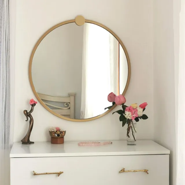 Skye Decor , Spiegel, Gold Metal Çerçeve Yuvarlak Ayna A708, Metaal, Goud, 60 x 2,2 x 60 cm