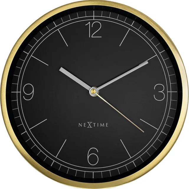 NeXtime Wandklok 25cm - Stil - Goud/Zwart - Metaal - NeXtime 'Bolero' Groen