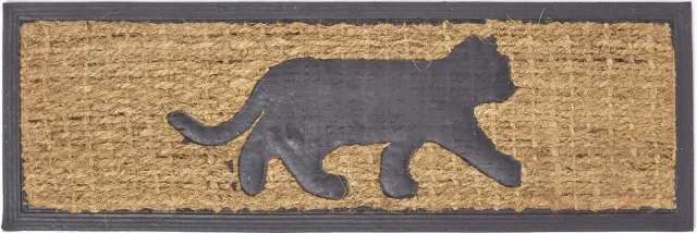 Homescapes deurmat kat, rubber & kokosvezel, 75cm x 25cm bruin zwart