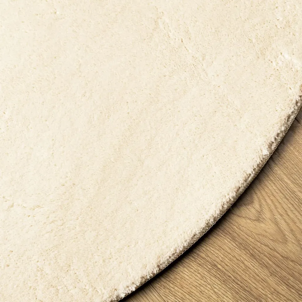 vidaXL Vloerkleed HUARTE laagpolig zacht wasbaar Ø 80 cm crème, foto 4