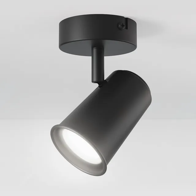 HOFTRONIC Riga zwarte LED plafondlamp 1 spot – kantelbaar en draaibaar – opbouwspot Zwart – GU10 - 6000K daglicht wit - Plafondspot - IP20 - woonkamer en gang