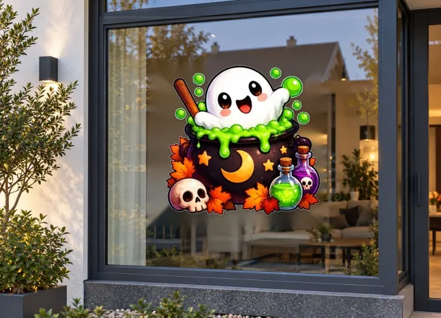 De Stickerman Halloween Raamsticker 50cm Breed Herbruikbaar Weerbestendig (KV20) Multi