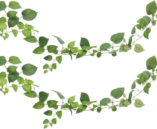 CHAKS kunstplant/hangplant slinger - 2x - Klimop/pothos - groen - 180 cm - lang - planten guirlandes