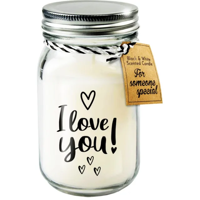 Paper dreams Black & White geurkaars - I love you Zwart wit