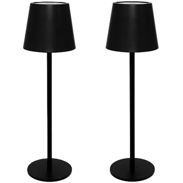 Atmosphera portable tafellamp Cody - 2x - zwart - draadloos/oplaadbaar - binnen/buiten - aanraaksensor