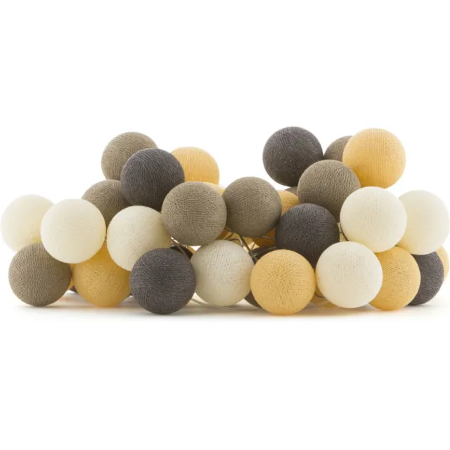 Cotton Ball Lights LED lichtslinger voor binnen - Handgemaakt en Fairtrade - 50 lampjes - Clay