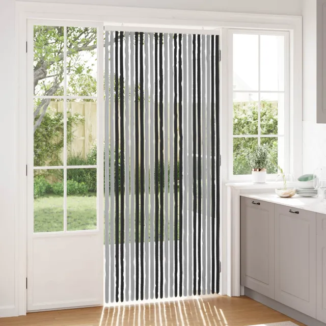 vidaXL Insecten Gordijn Chenille Grijs en zwart 100 x 220 cm 100% PP