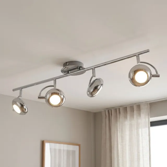 ESTO Plafondlamp Plafondverlichting Woonkamerlamp Zwenkbaar Chroom Staal H 11 cm