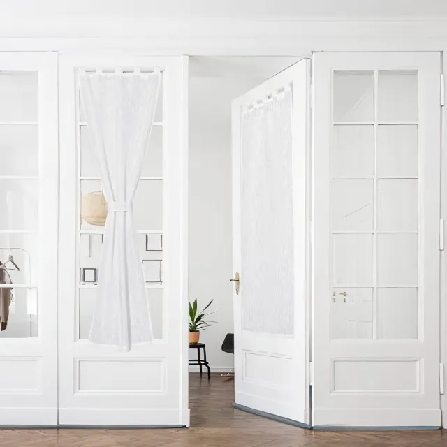 Dailygoods- Gordijn Transparant Dailygoods- Gordijnen half-transparant - Gordijnen met lussen - Set van 2 - H 240 x B 60 cm - Witte voile gordijnen - Ideaal voor woonkamer/slaapkamer - Raamdecoratie