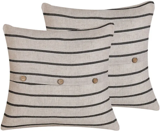 Beliani CYNARA - Sierkussen set van 2 - Zwart - 43 x 43 cm - Katoen