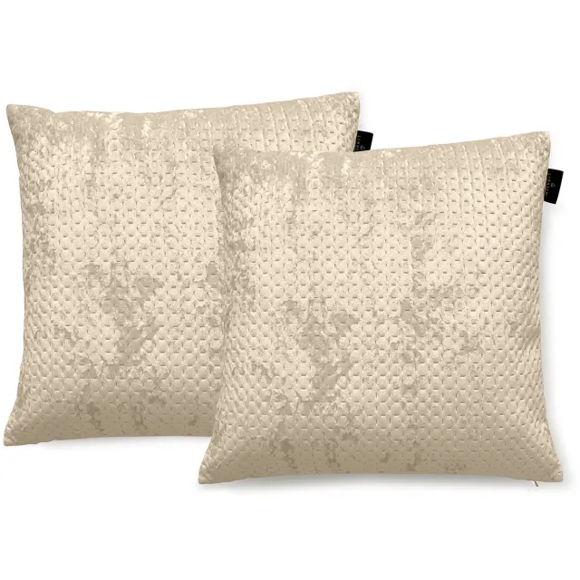 LINNICK Sierkussens Velvet - Beige - Sierkussens 50x50cm - Set van 2 Kussens - 100% Velvet Voorzijde - 100% Micropercal Achterzijde