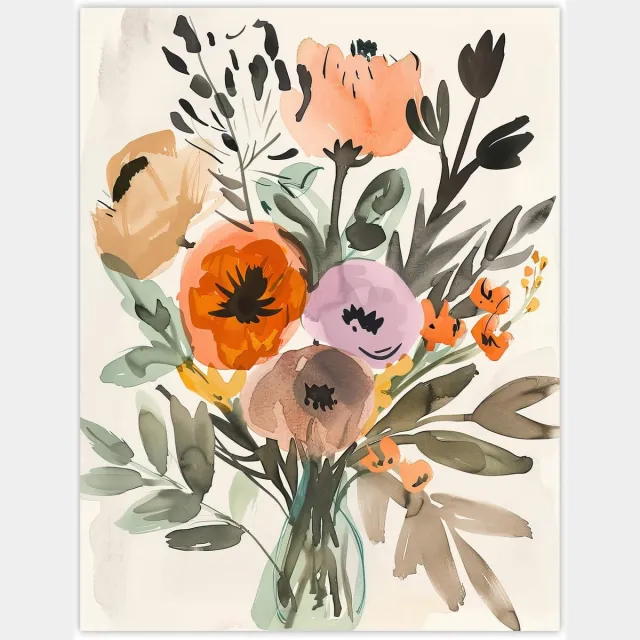 Unyqoos Grote abstracte bloemenposter op luxe papier voor woonkamerdecoratie meerkleurig