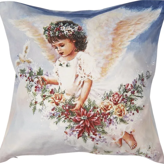 Clayre & Eef Kussenhoes 45x45 cm Wit Polyester Vierkant Engel Sierkussenhoes