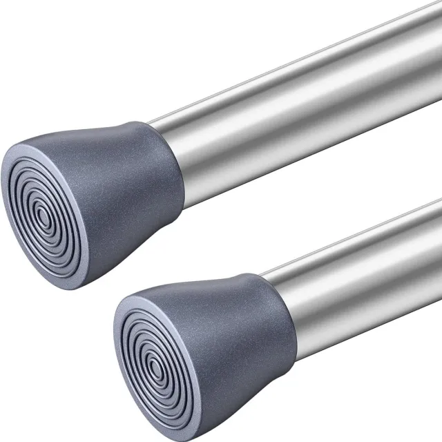 Cosensi Uittrekbare Gordijnroede zonder Boren - Set van 2 - Voor Ramen, Badkamer, Kledingkast - Verstelbaar 110-200 cm - Lichtzilver Any