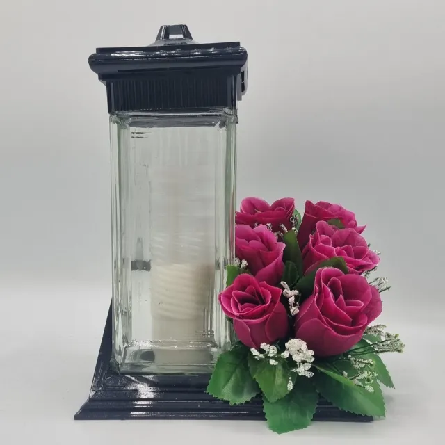 Herdenkingslichtjes Herdenkingslicht - ZC2 - Bloemstuk - W847/59 - Paars - Grafdecoratie - Zijdenbloemen - Kunstbloemen - Grafkaars