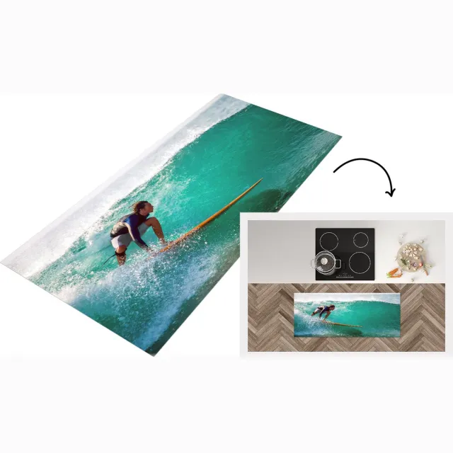 KitchenYeah Keukenloper - Loper keuken - Surfen op golfen - Keukenloper vinyl Multicolor