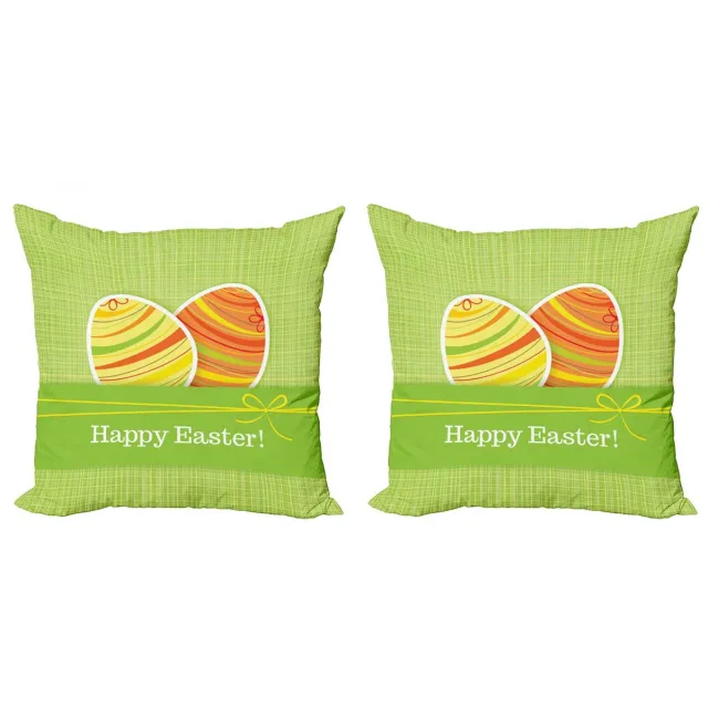 ABAKUHAUS Pasen Kussenhoes Set – 2x50x50 cm – Dubbelzijdig bedrukt – Multicolor Groen