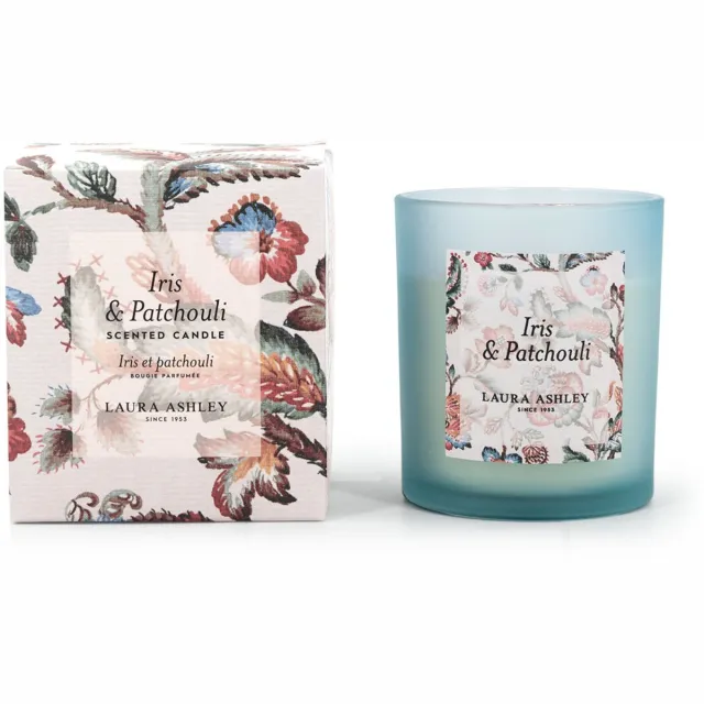 Laura Ashley Geurkaarsen - iris en patchouli - geparfumeerd blauw