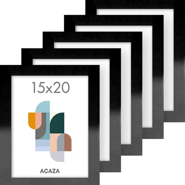 Acaza Fotolijst - Fotokader - Fotolijst 15x20 cm - Fotokader 15x20cm - Set van 5 - MDF Hout - Zwart