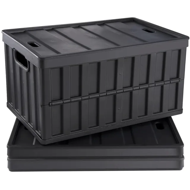 PRIMO HOME Prime Home Opbergbox - Opbergbox met deksel - Opbergbak - Opbergkrat - 52,5 x 36 x 30cm - 45L - Zwart