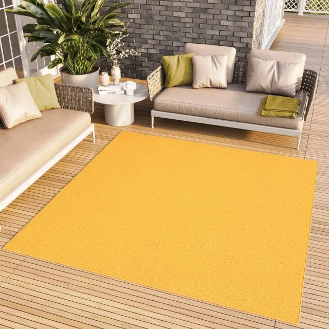 Tapiso Mono Square Vloerkleed Geel Laagpolig Vierkant Tapijt Maat- 250x250
