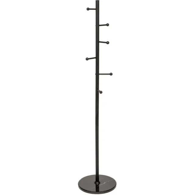5Five® 5Five Kapstok Blackmarble - zwart - metaal/steen - staand - 6 haken op verschillende hoogtes - 173 cm