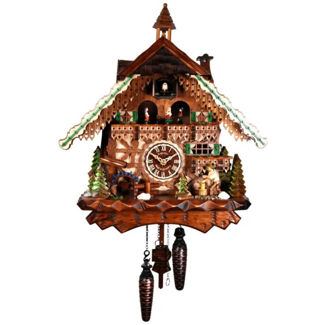 Engstler 3801_QMT - Koekoeksklok - Kwarts - Notenhout - met muziek met dansend paar - 40 cm