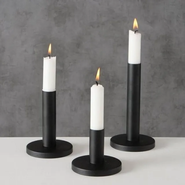 Boltze Home Kaarsenstandaard Woondeco Interieur Zwart 3-delig Boltze Home Ø9 cm x H16/12/8 cm