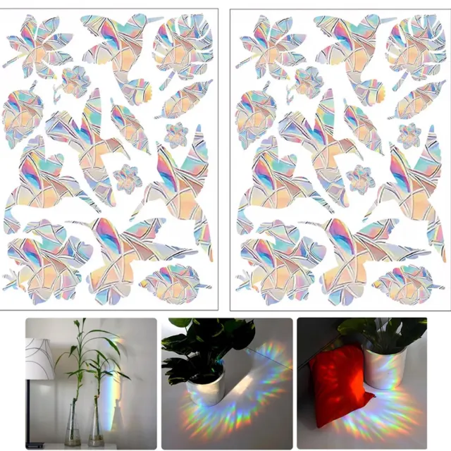 Cyslmuk Regenboog raamsticker, 22 stuks PVC paddenstoel regenboog raamstickers statische sticker om vogelbotsingen te voorkomen, prismatische vogelstickers voor ramen antibotsing voor glazen ramen deur (kolibrie) stijl a