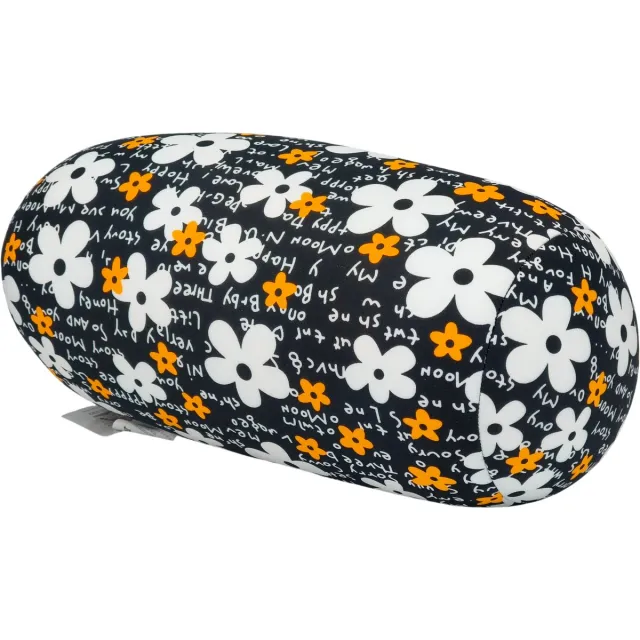 House of Healthbrands Kuschelmaxx Rolkussen - Sierkussen Rond Cilinder 17 x 33 cm - Limited edtion - White flower-design - Stevig en zacht - Mooie print - Gevuld met microgranulaat - Vormvast & Wasbaar - Ideaal voor op de bank, bed, auto of op reis - Inclusief Wasnet Zwart