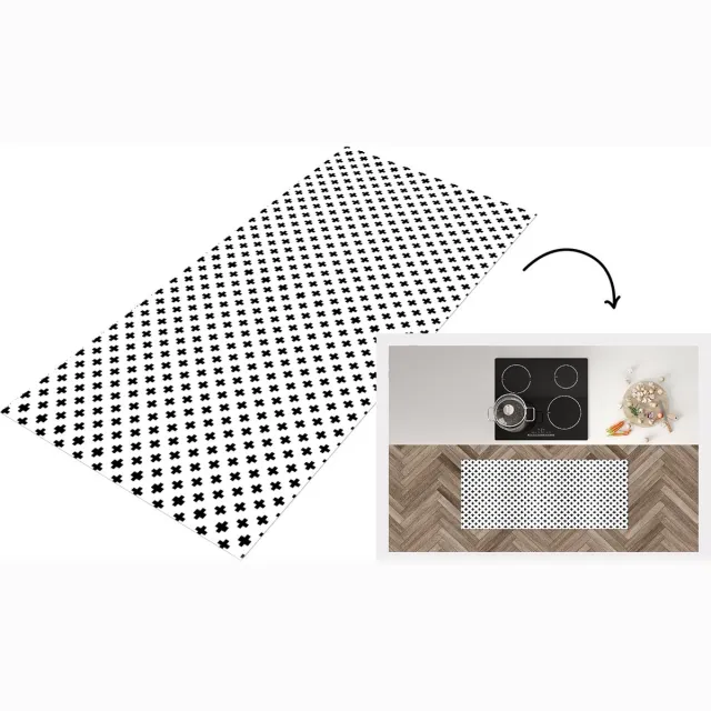 KitchenYeah Keukenloper - Loper keuken - Design - Lijn - Patroon - Zwart - Wit - Keukenloper vinyl Multicolor