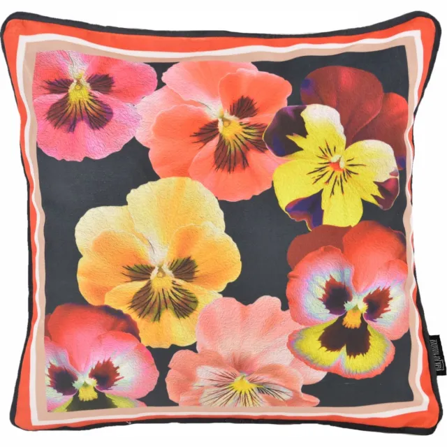 Gek op Kussens! Velvet Flores Kussenhoes | Fluweel / Polyester | 45 x 45 cm Zwart/Rood