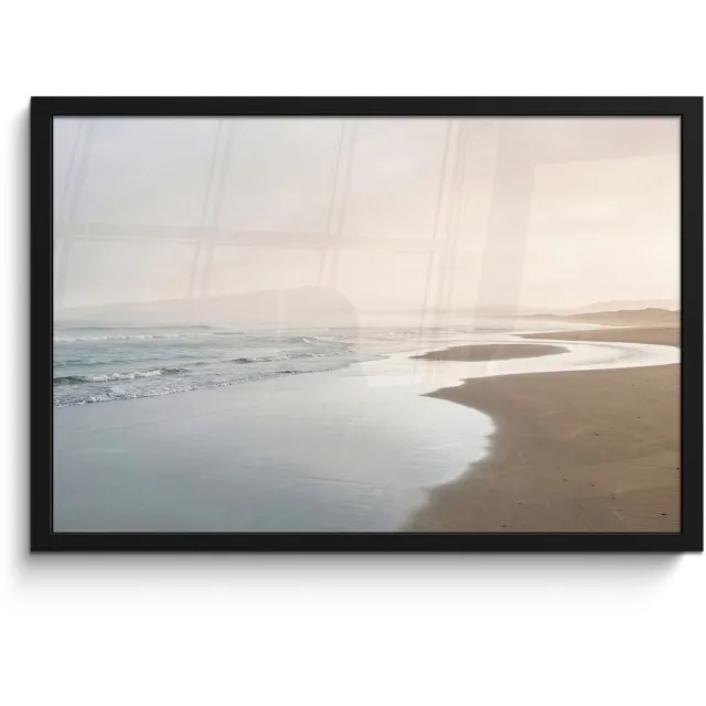 FrameYourWall Poster in lijst - Fotolijst 60x40 cm - Posters - Kustlijn - Strand - Oceaan - Posterlijst zwart - Decoratie - Wanddecoratie woonkamer - Muurdecoratie slaapkamer
