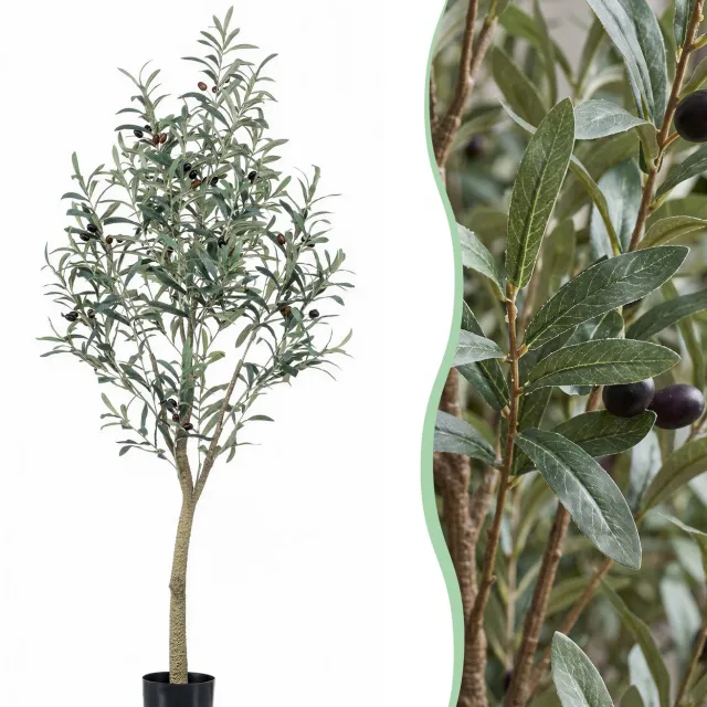 World of Dutch flowers & plants Kunst Olijfboom - Olea europaea - Olijfboom - 140 cm Bruin
