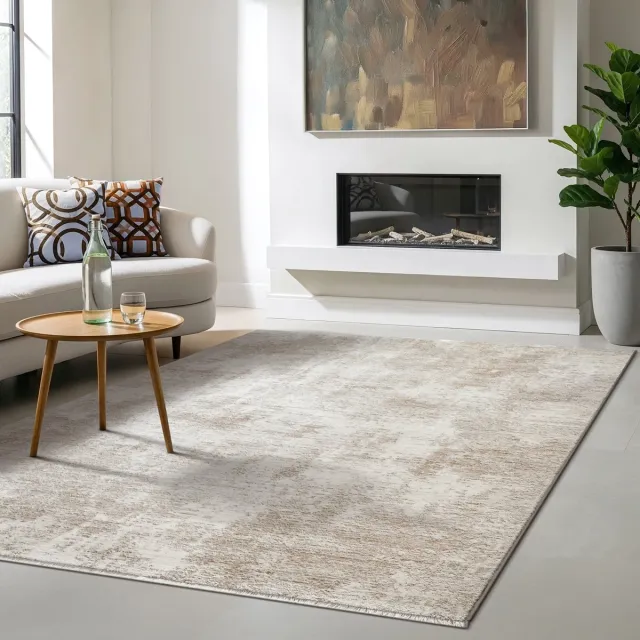 the carpet Nuvra Vloerkleed – Vintage Design – Zacht & Onderhoudsvriendelijk – Beige – 120 x 160 cm beige vintage
