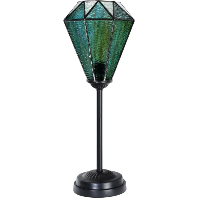 Coloured by Art Tiffany slanke tafellamp zwart met Arata Green - Art Deco Trade Groen
