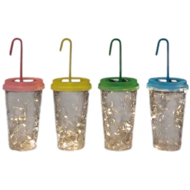 Anna Collection 4 stuks - Solar beker - Decoratie - verlichting - buiten - Solar Groen - Blauw - geel - roze